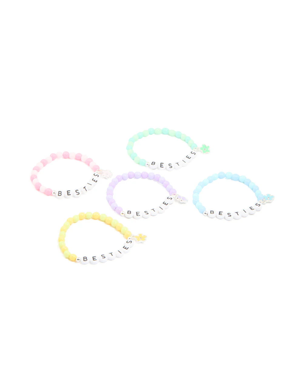 Kids Multicoloured Beaded 'Besties' Stretch Bracelets 5-Pack