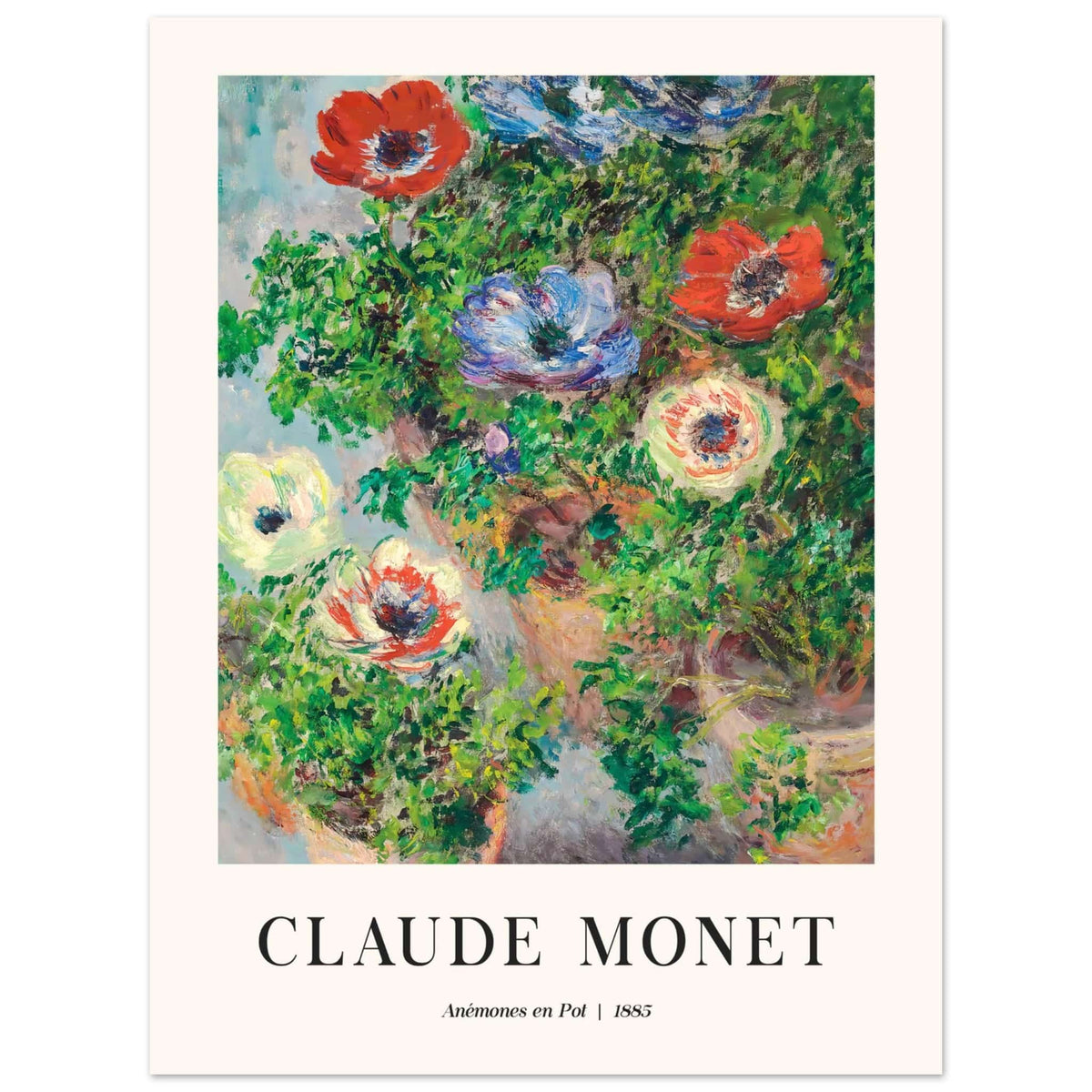 Artfulprints Poster Claude Monet - Anémones en pot  - 30x40 cm - Groen
