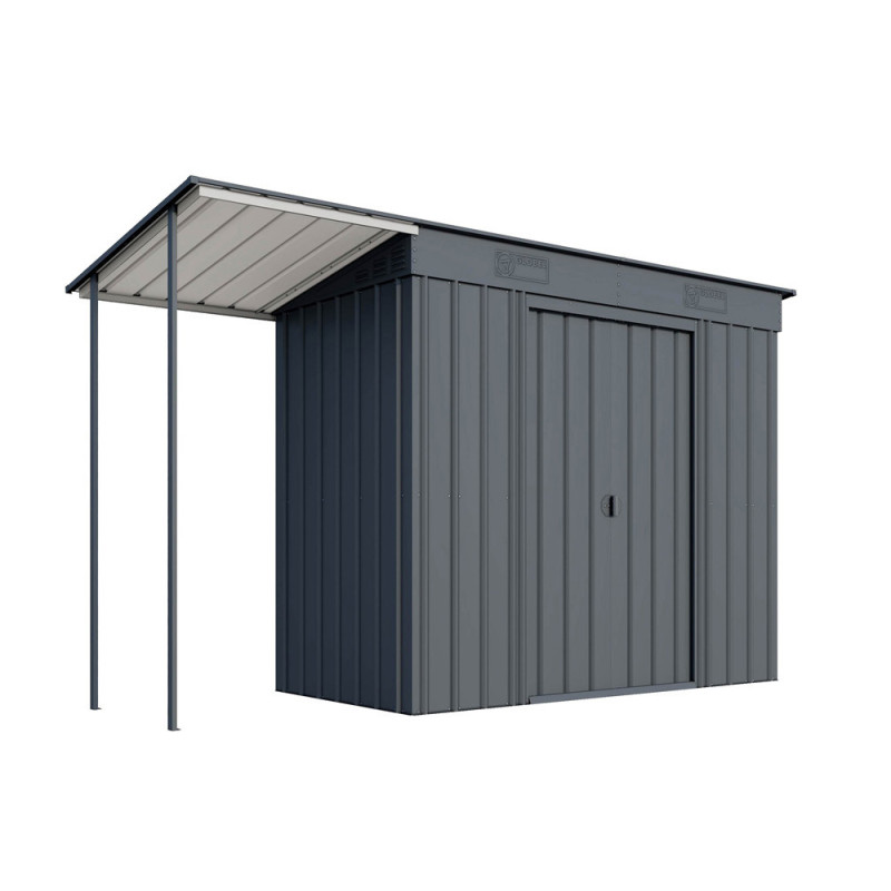 Abri de jardin en métal Skillion double porte gris anthracite 3,25 x 1,24 x 1,99 m GLOBEL