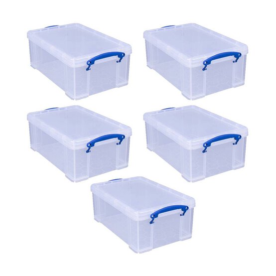 Really Useful Clear Box 9 Litres 5 Pack Bundle