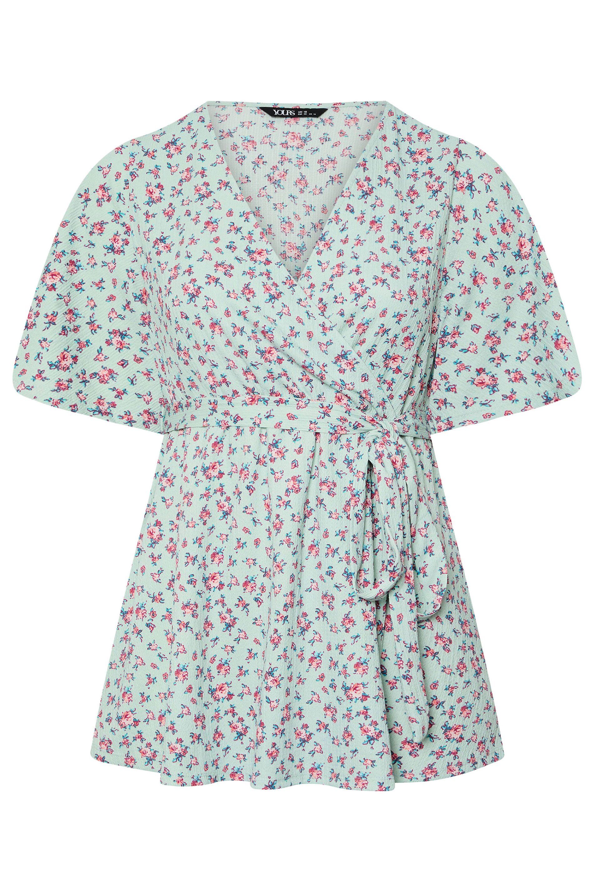 Yours Floral Wrap Textured Top
