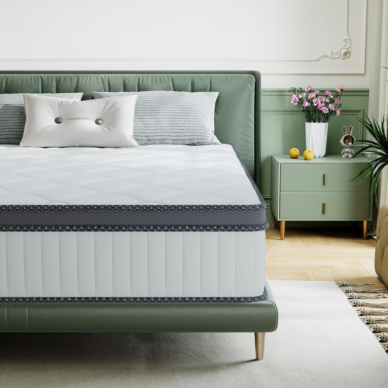 Medium Comfort Level Hybrid Mattress 8 in. Breathable and Cooling Mattress-TWIN