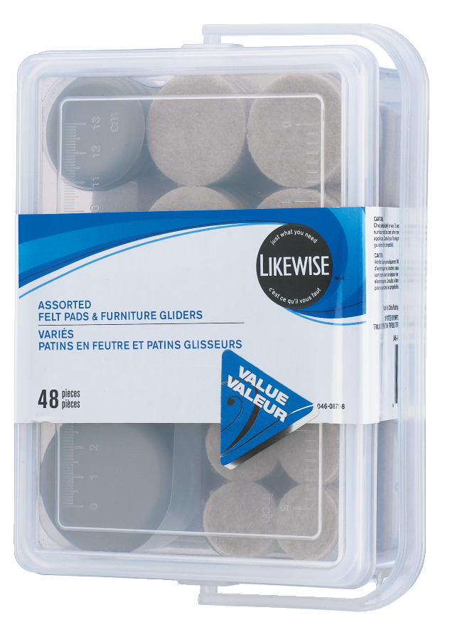 Assorted Felt Pads, Furniture Gliders, For Carpet and Ceramic Tiles, 48-pc