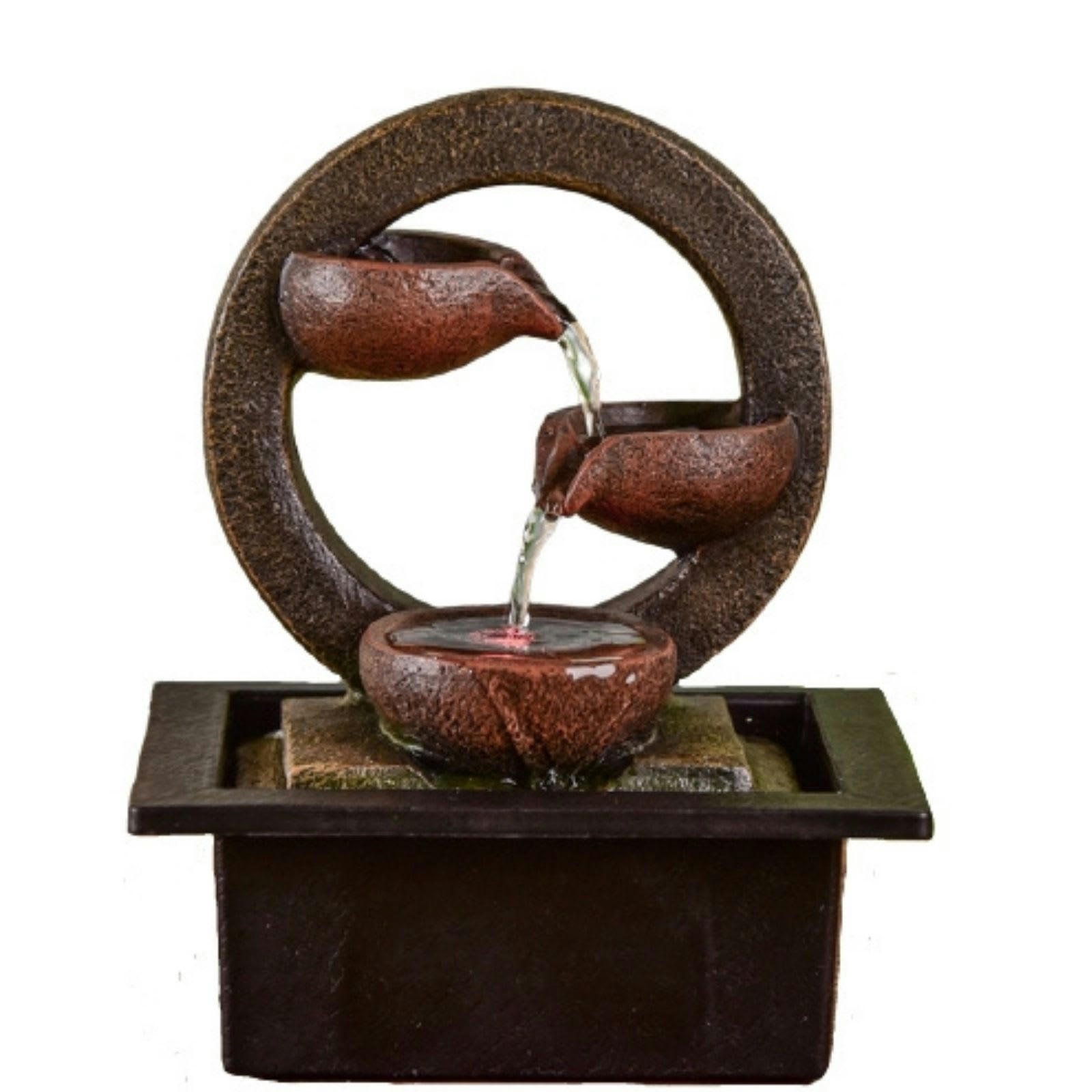 TERAI - Fontaine d'intérieur style épuré minimaliste résine marron - H25