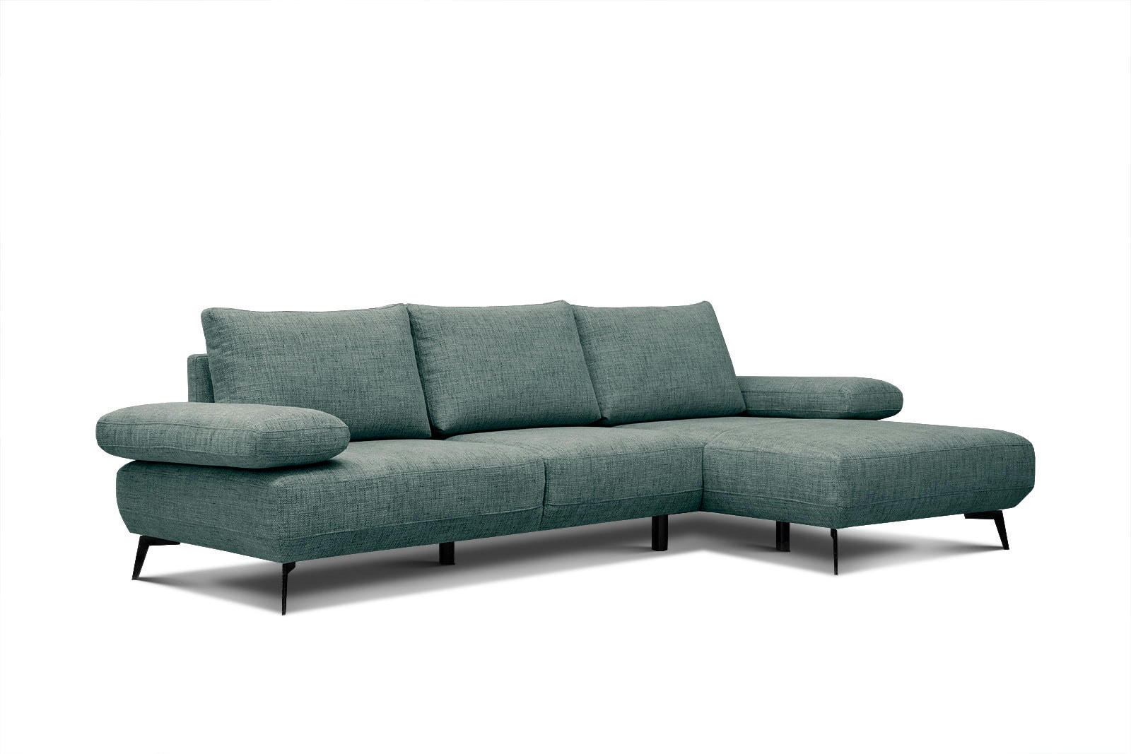MELLO - Canapé d'angle droit 4 places tissu vert de flacon
