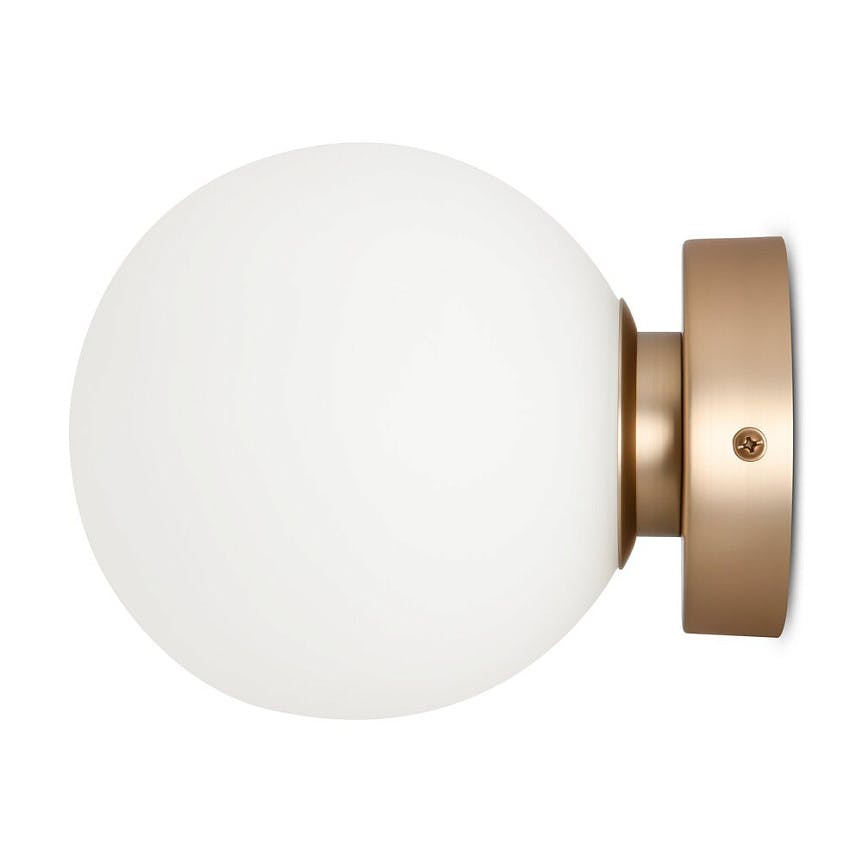 Applique globe verre dépoli - blanc & or, 15 cm DELTONA