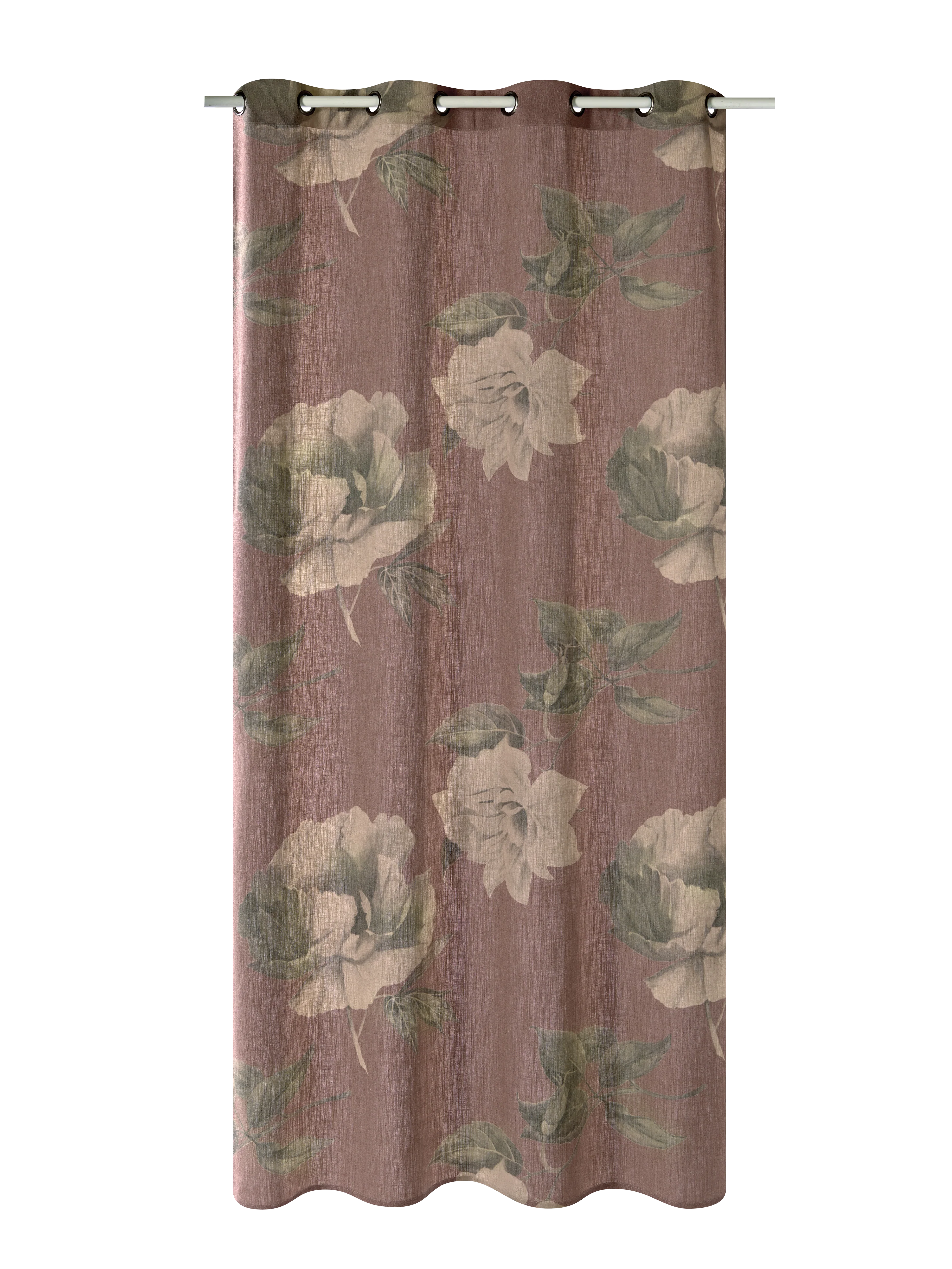 Rideau Lin FLORALIA coloris terracotta 140 x 260 cm