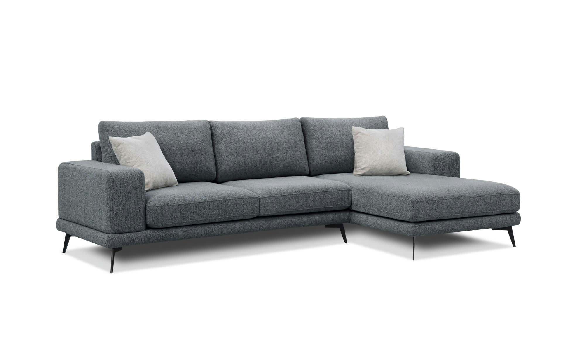 MEDIOLANE - Canapé d'angle droit 4 places tissu gris foncé