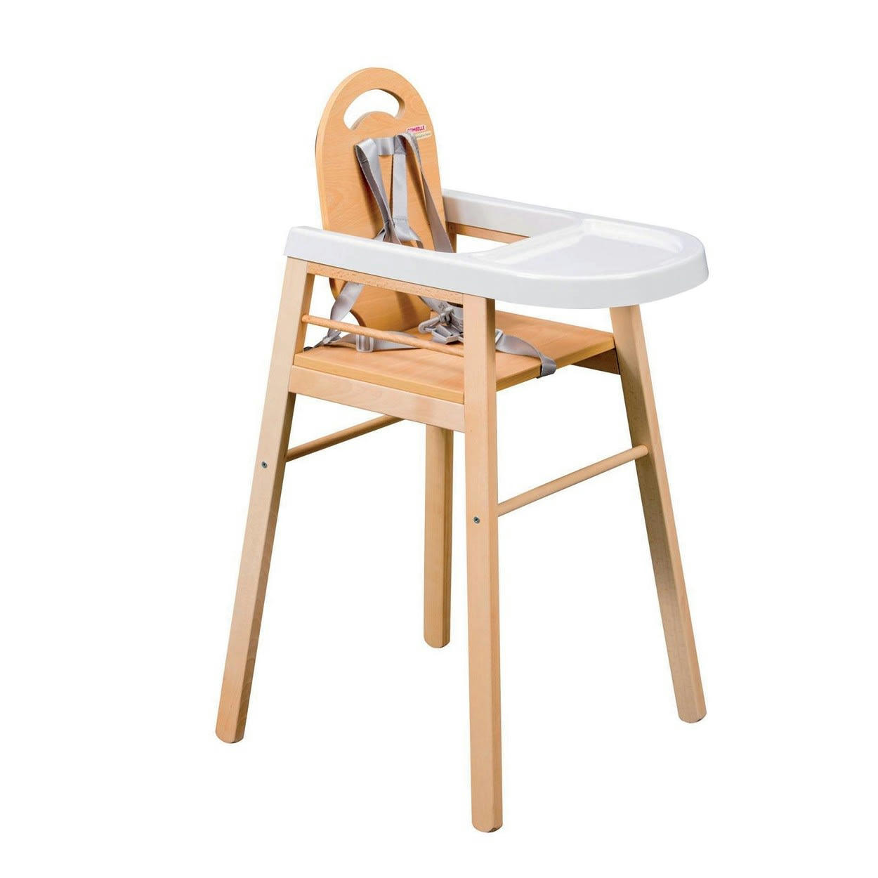 LILI - Chaise haute style scandinave en bois massif vernis naturel