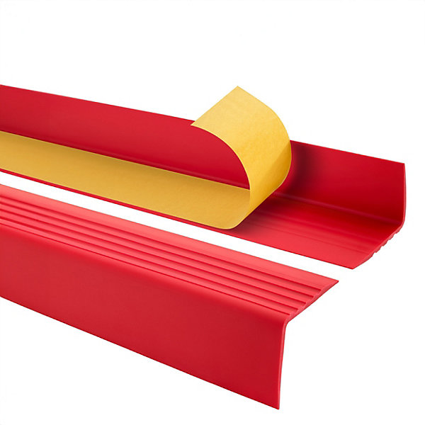 Nez de marche PVC 50x50mm, QUEST, SST, profilé d'escalier RGP-O, auto-adhésif, antidérapant, d'escalier-protection, Rouge, 0.7m