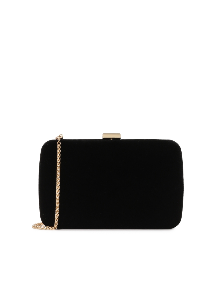 Black velvet fabric clutch bag