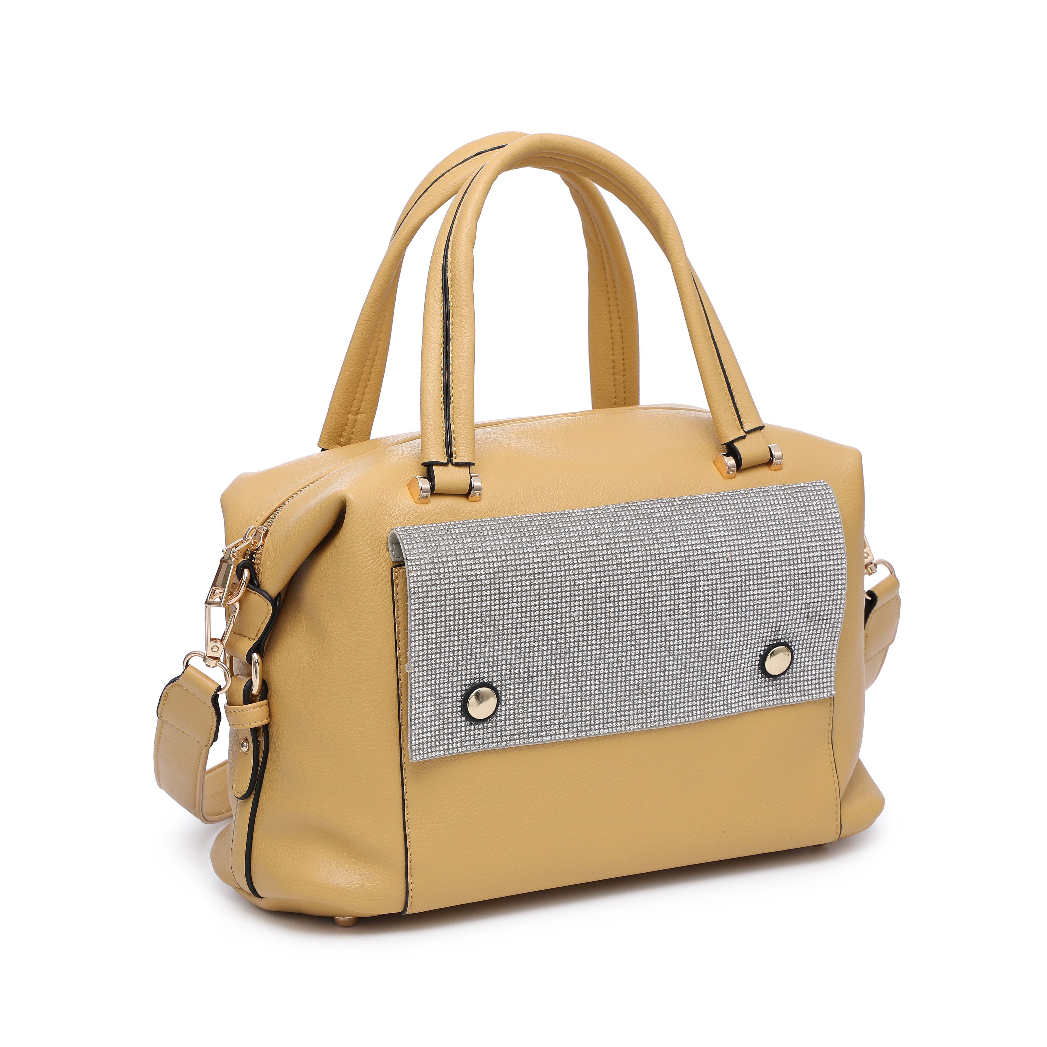 JFY Diamante Flap Cover Front Pocket  Tote Bag