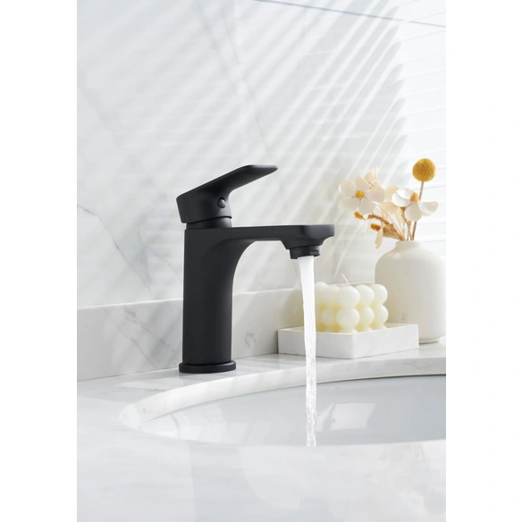 Waschtisch-Einhebelmischer »Bozen«, Höhe: 152,4 mm, Messing/Zink, mattschwarz