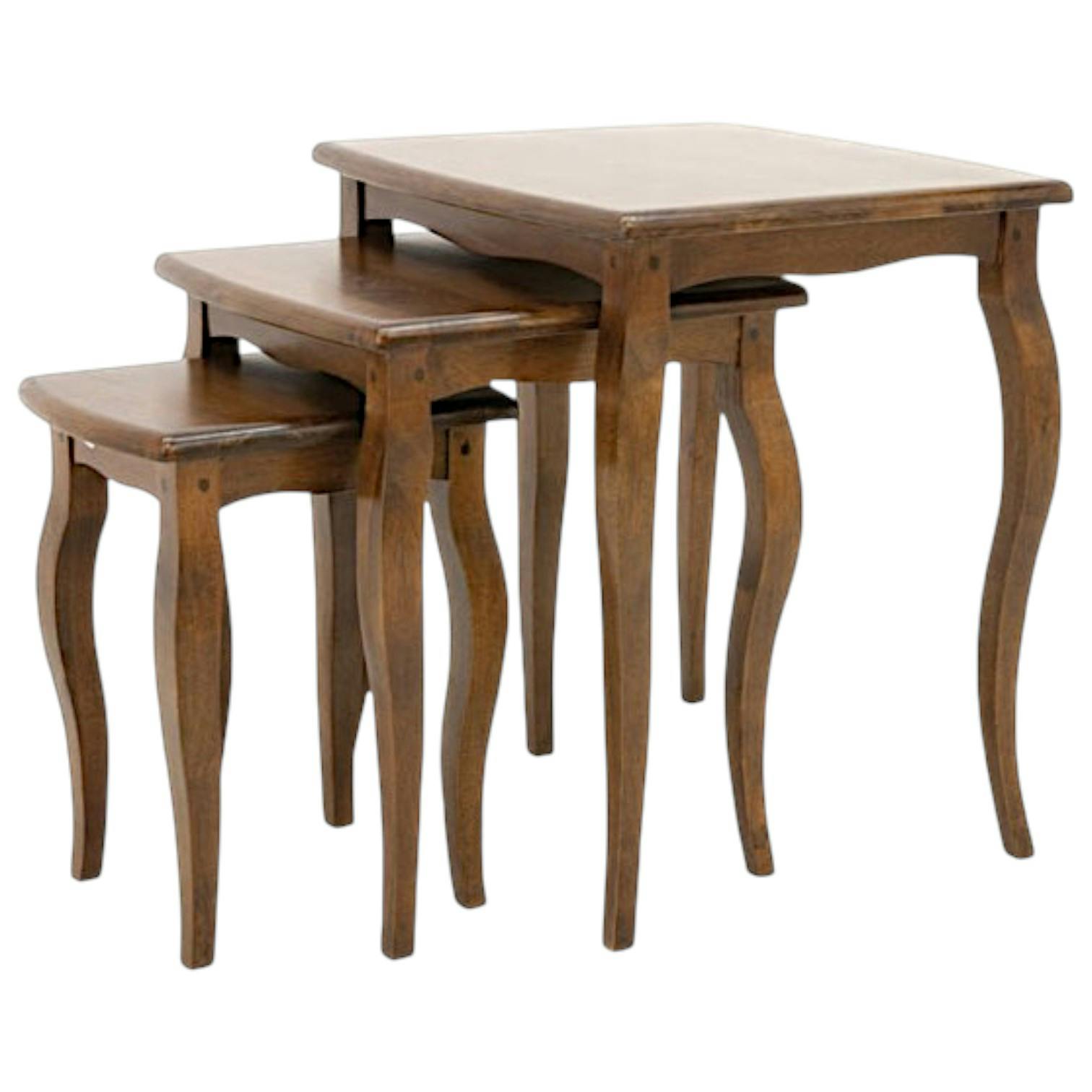 Lot de 3 tables gigognes Hévéa 51x46x56cm TRADITION