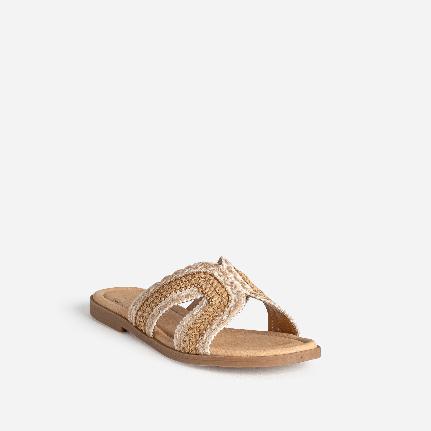 Mule beige raphia tressé