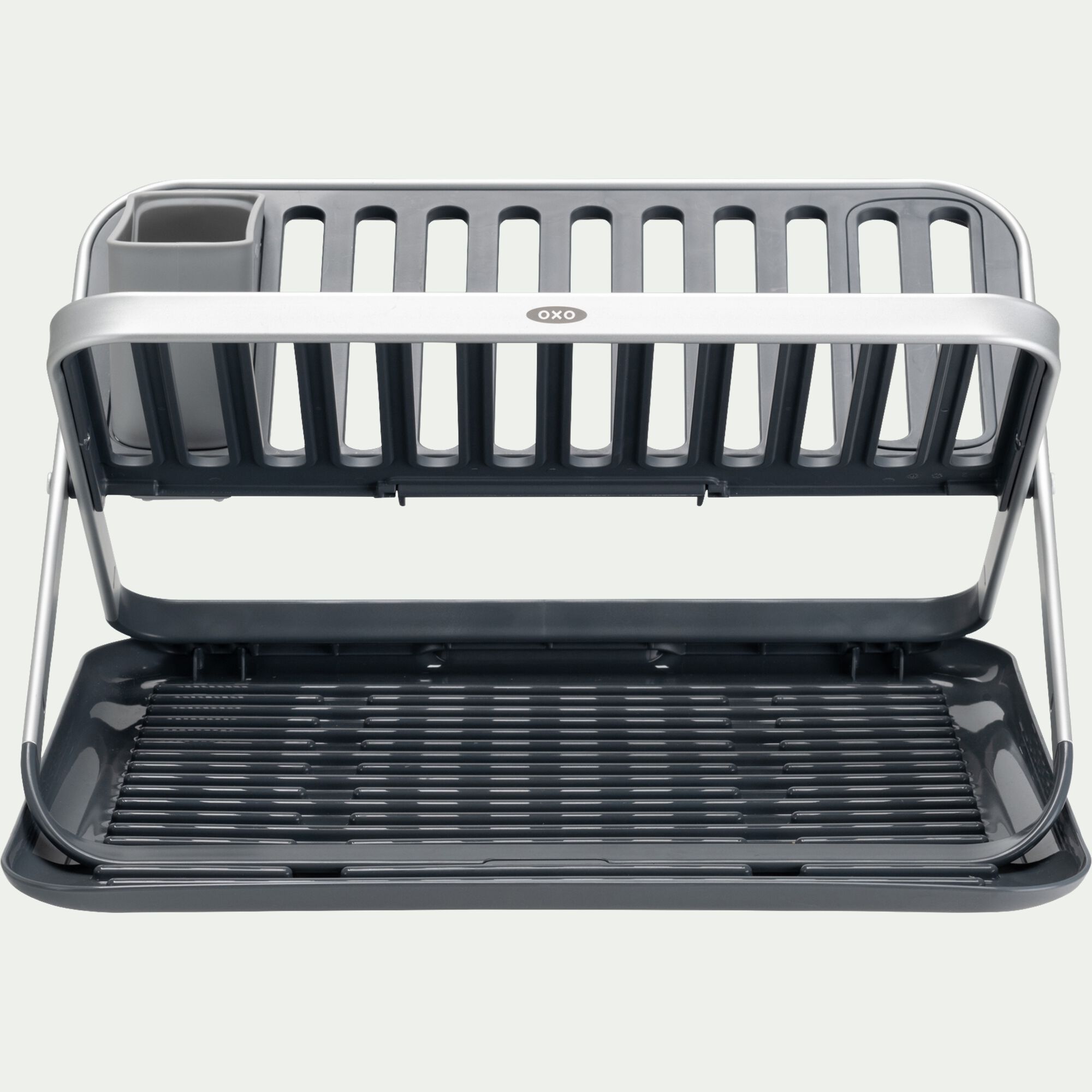 OXO - Égouttoir à vaisselle en plastique et aluminium - gris