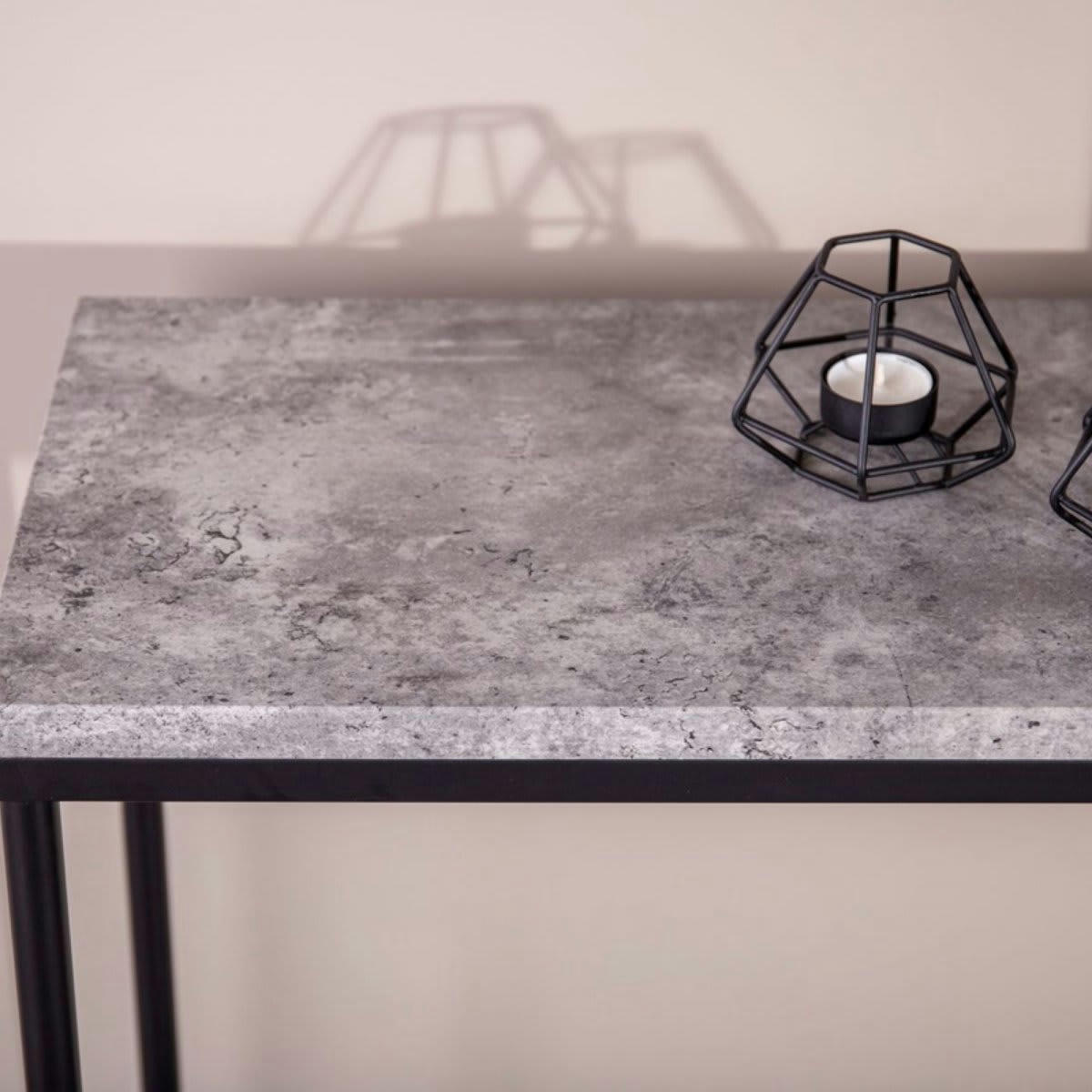 PALAMA - Table d'appoint moderne industrielle en métal gris foncé