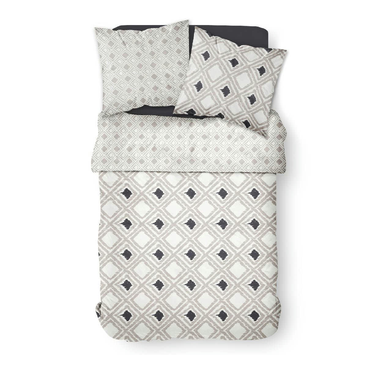 SUNSHINE - Parure de lit 2 personnes imprimé en Coton Blanc 240x260 cm