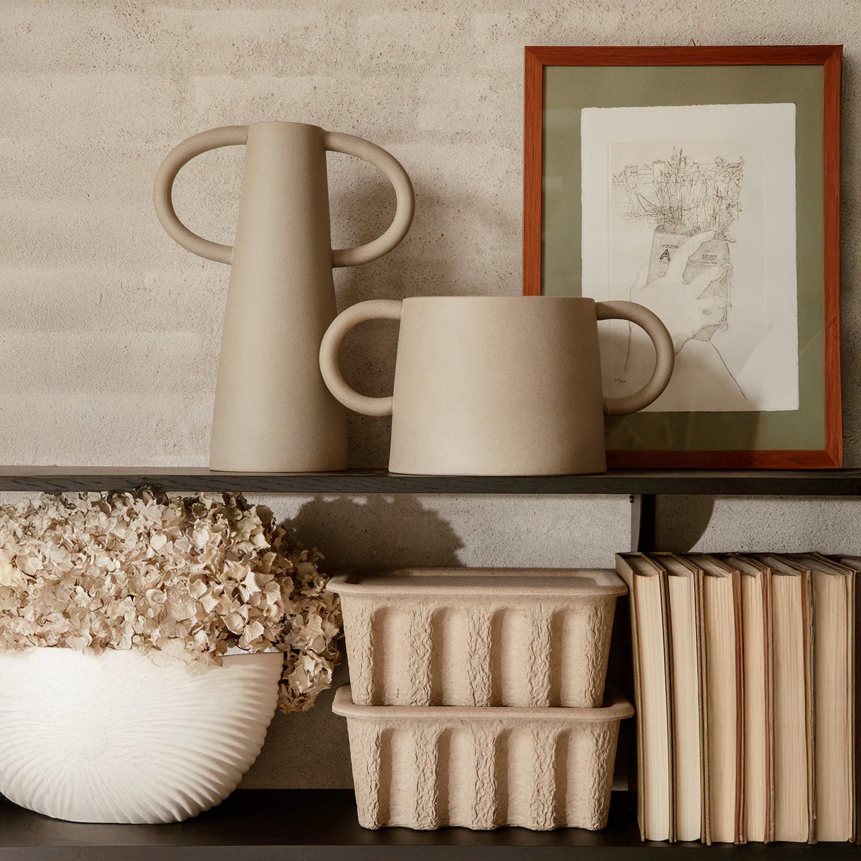 Ferm Living Paper Pulp Opbergdoos S - Set van 2 - Bruin