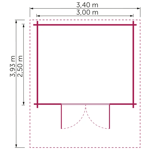 Gartenhaus »Genua«, Holz, BxHxT: 341 x 254 x 393 cm (Außenmaß inkl. Dachüberstand)