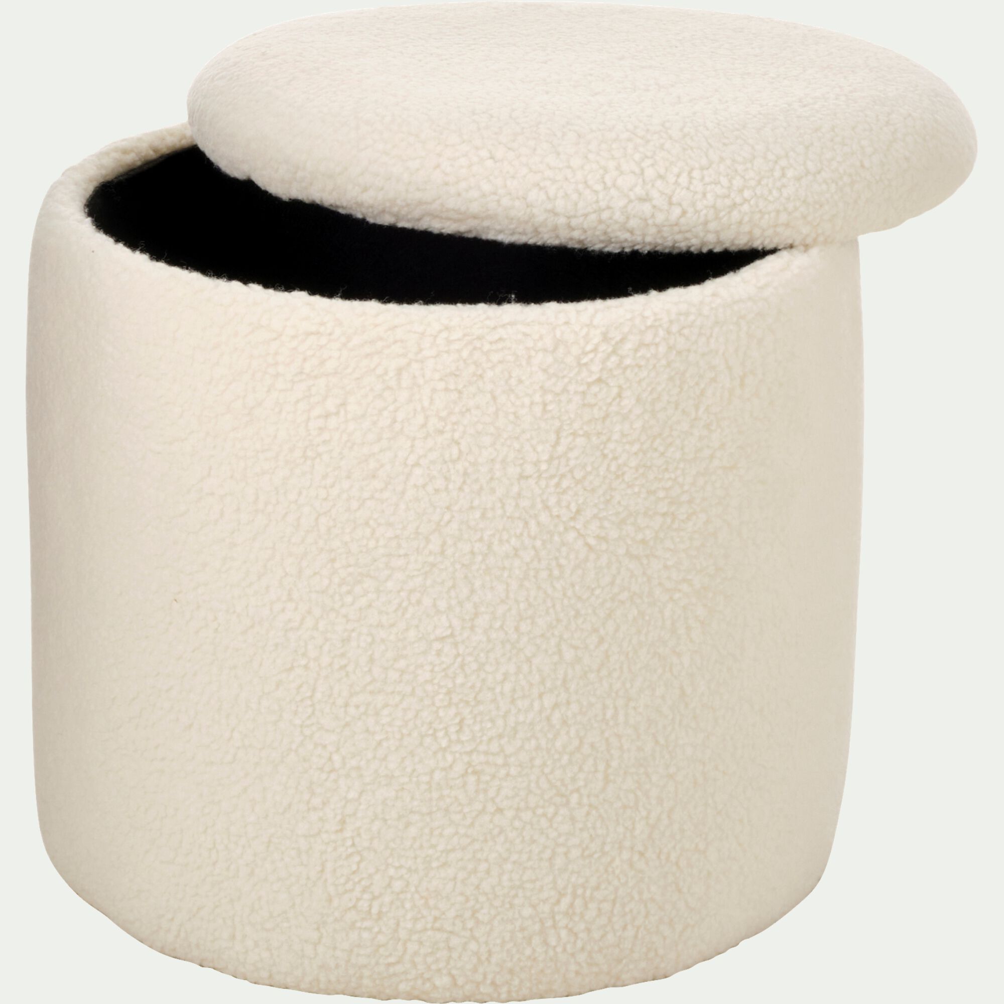 ELIAS - Pouf en tissu avec coffre de rangement - blanc H43cm
