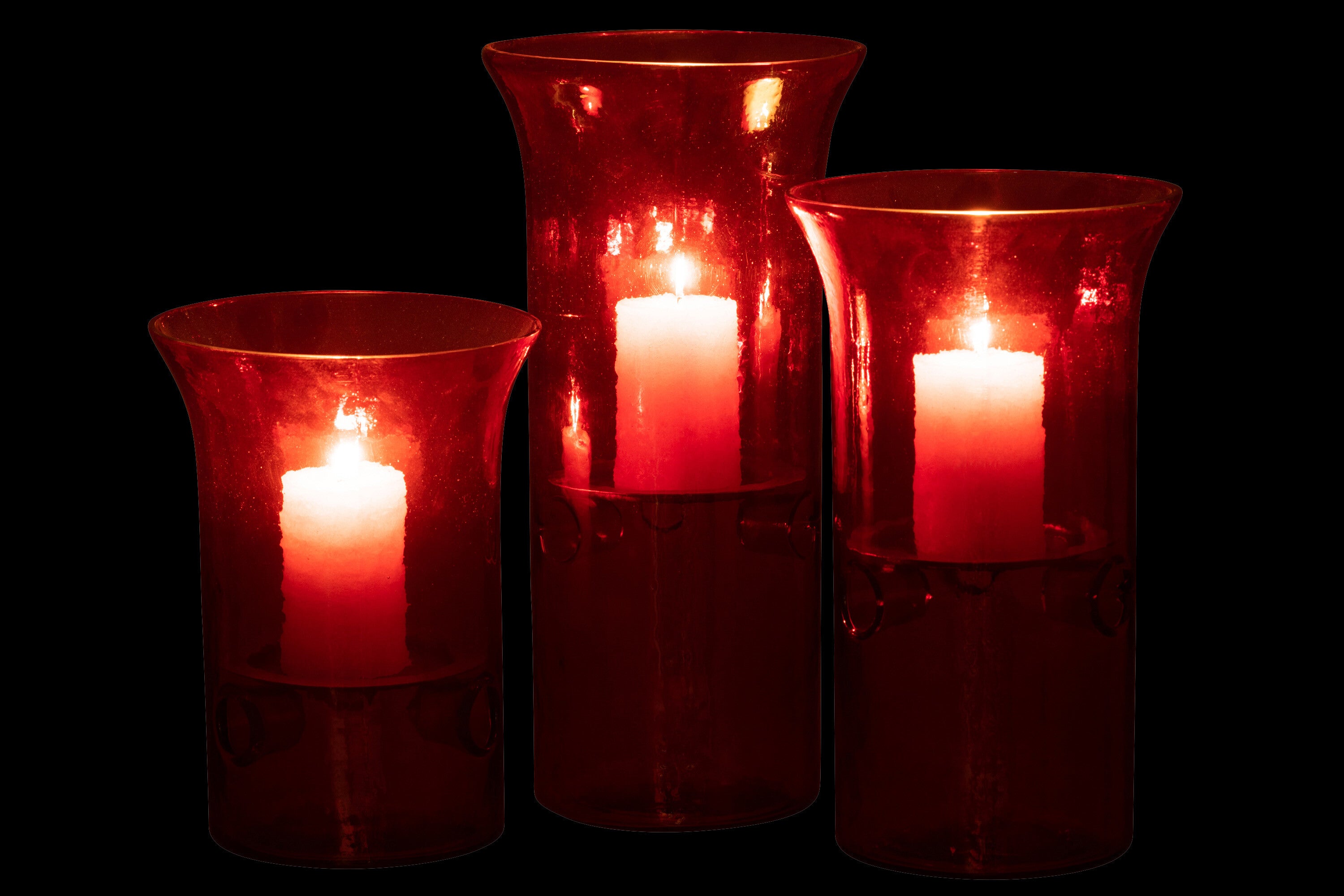 J-Line kaarshouder Bord - glas metaal - rood - 3 stuks