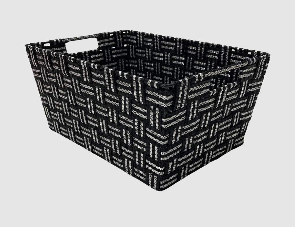 Aufbewahrungskorb Stripes L Schwarz