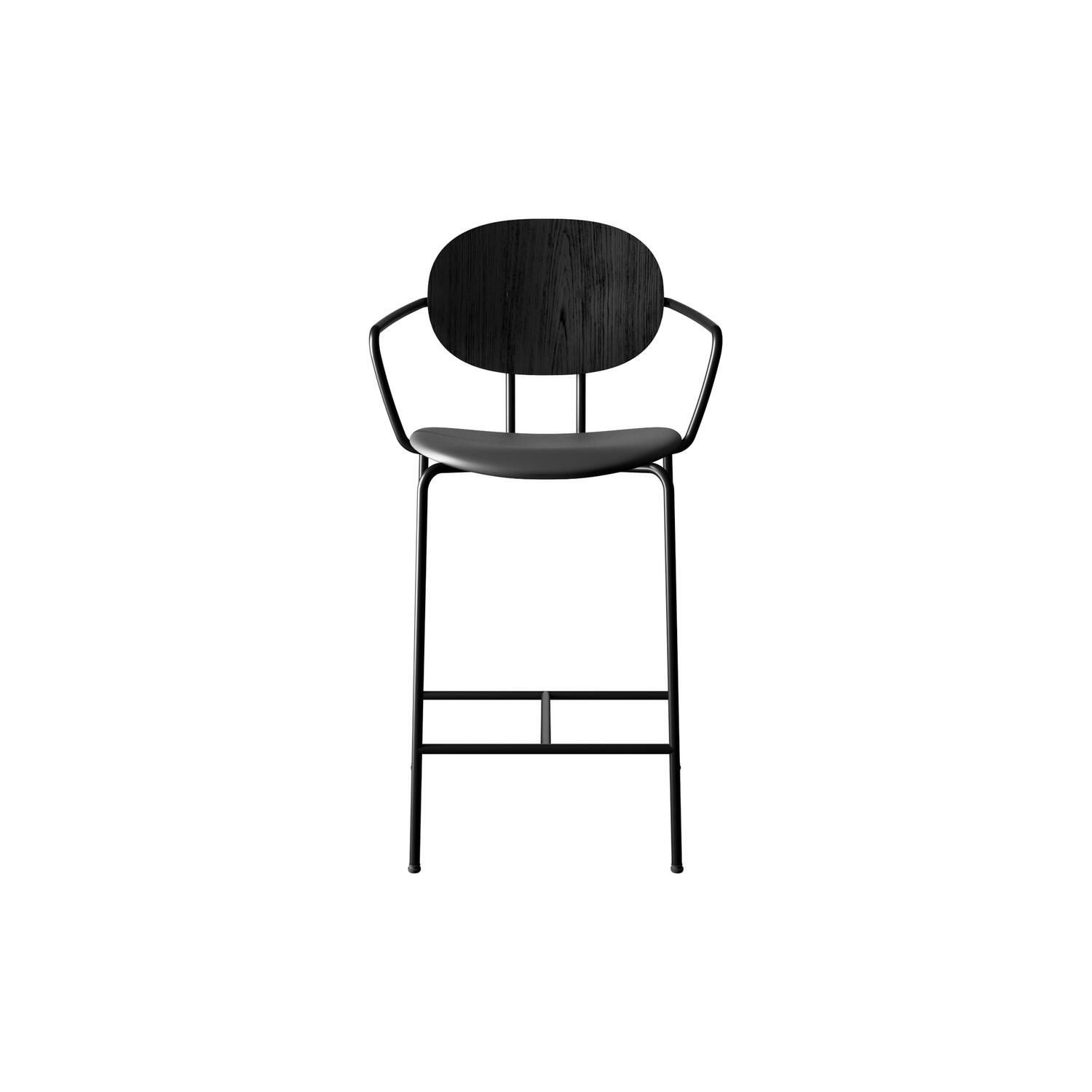 PIET HEIN Counter Chair with Arms, black lacquered oak/Solid Black 509