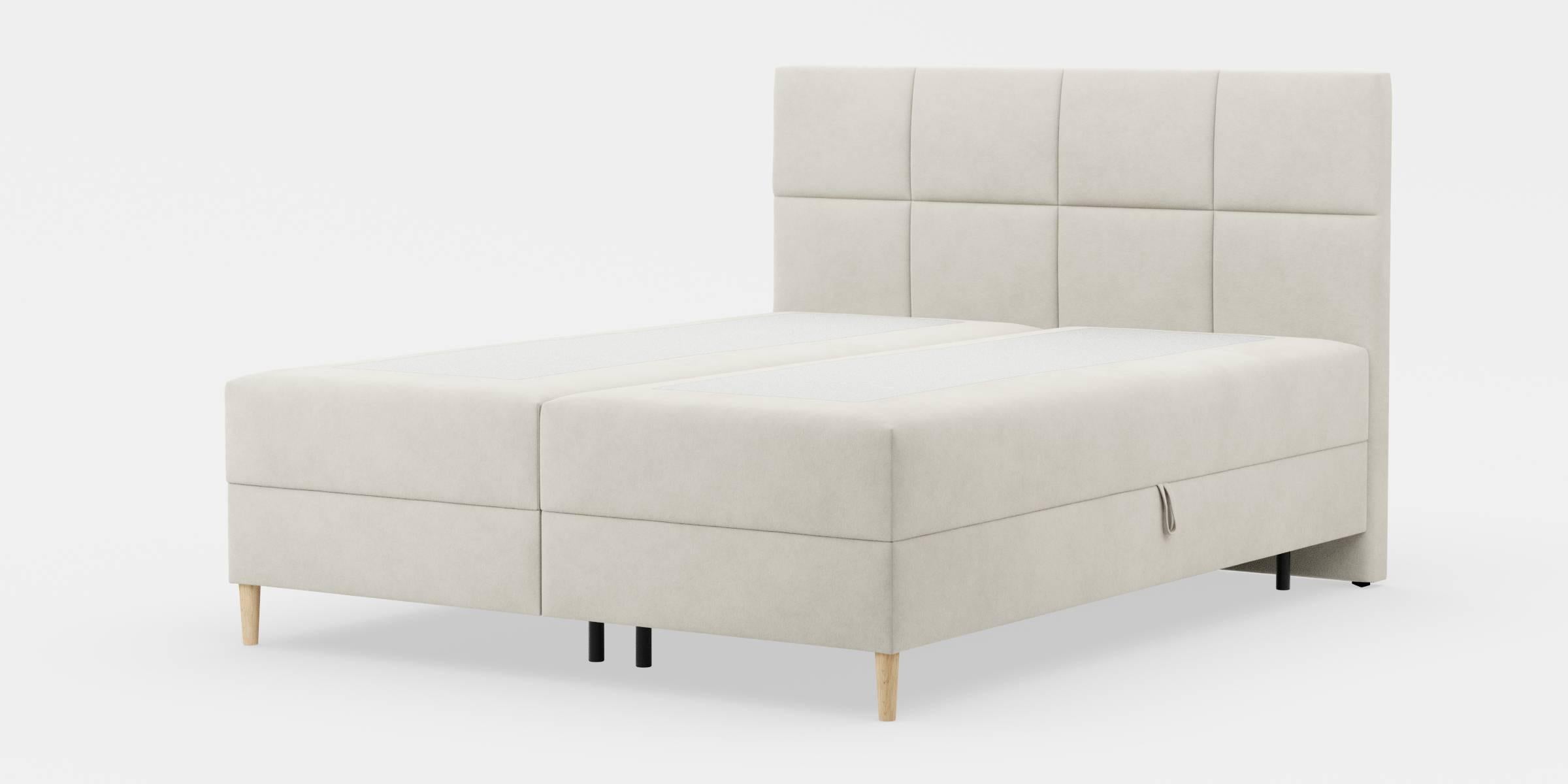 by fonQ Novae Boxspring met Opbergruimte 160 x 200 cm - Crème / Zwart