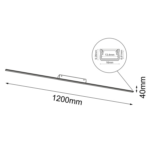 Kinkiet SLIMbiały LED 1x12W 1465lm wym:4x120x4cm IP20 Brosline