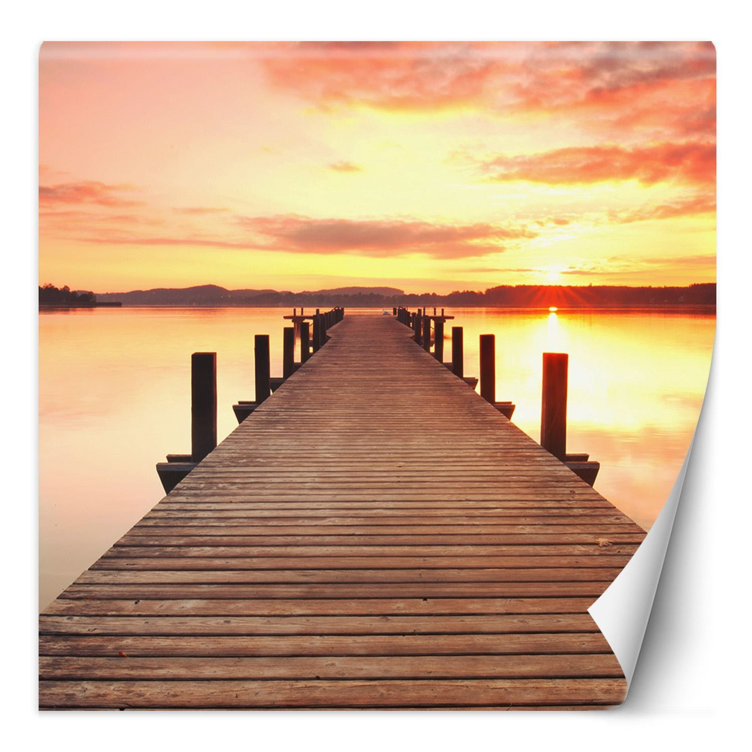 Feeby Fototapeta, Pomost nad jeziorem zachód słońca 100x100