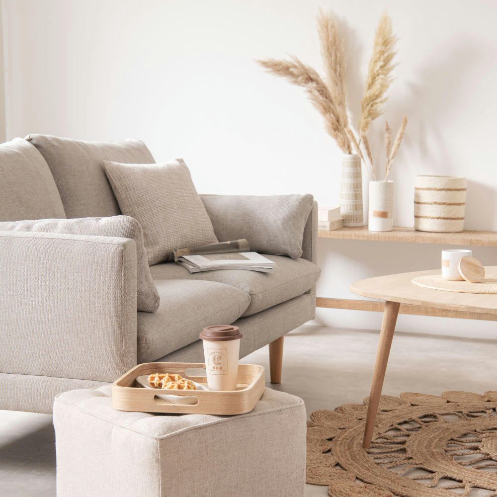 - Vase en grès beige à motifs H21