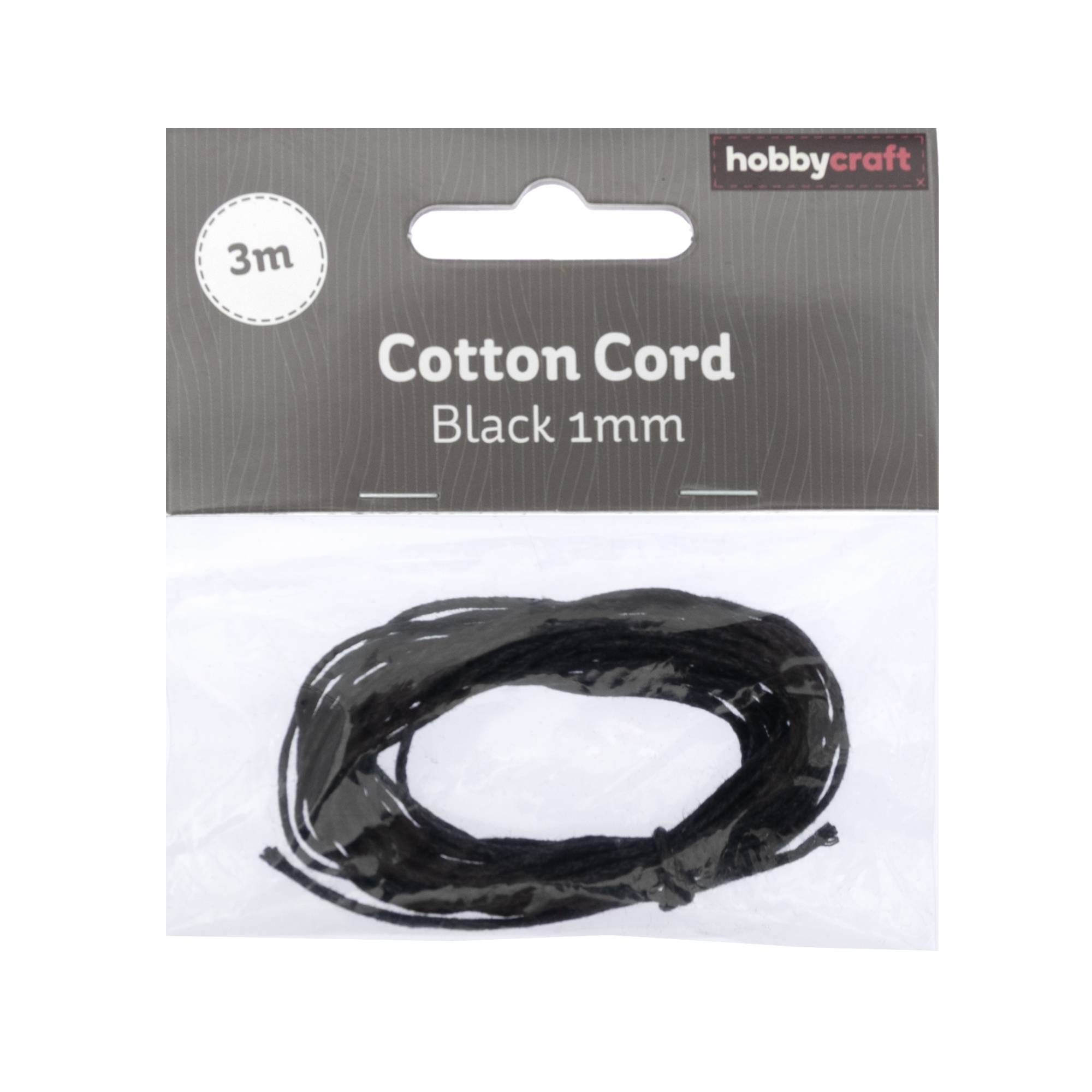 Black Cotton Cord 1mm x 3m