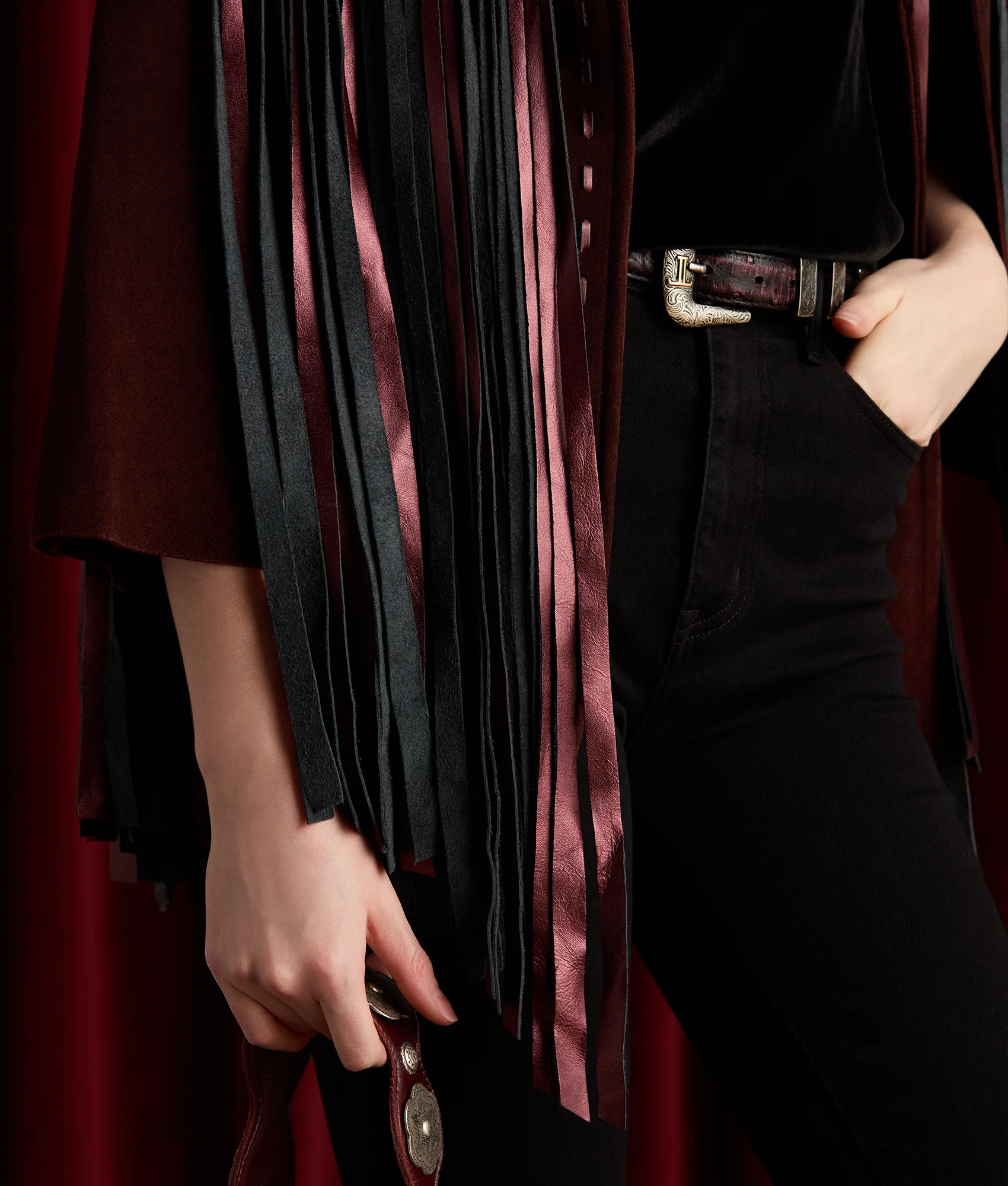 Full Quill Ostrich Tapered - Black Cherry