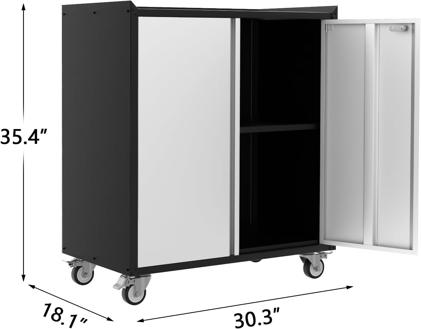 IDEALHOUSE 46 Rolling Garage Storage Cabinet with Locking Doors - Heavy-Duty Metal Shelving Unit, Mobile Tool Organizer for Home Office Workshop Organization