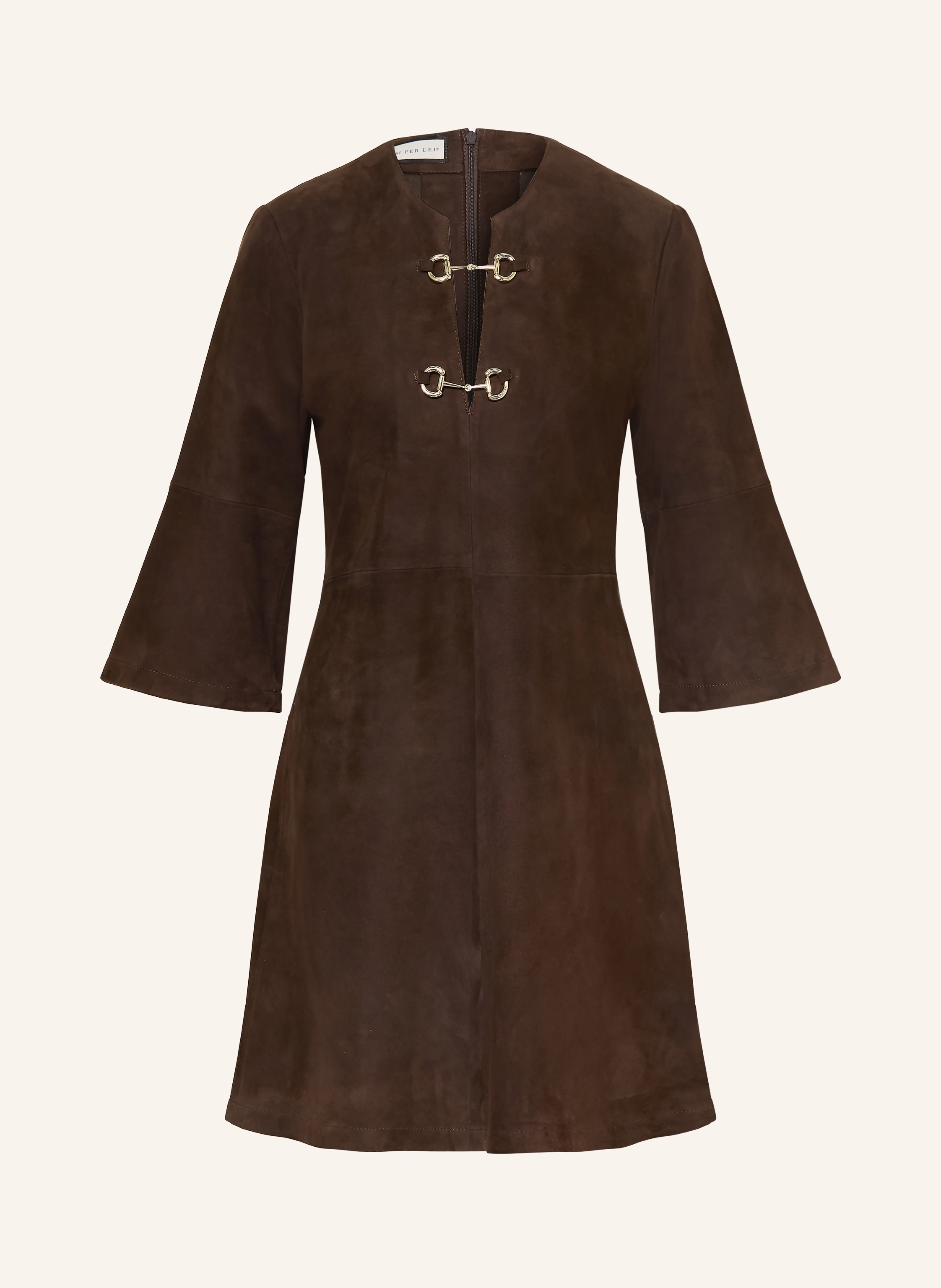SEM PER LEI Lederkleid mit 3/4-Arm