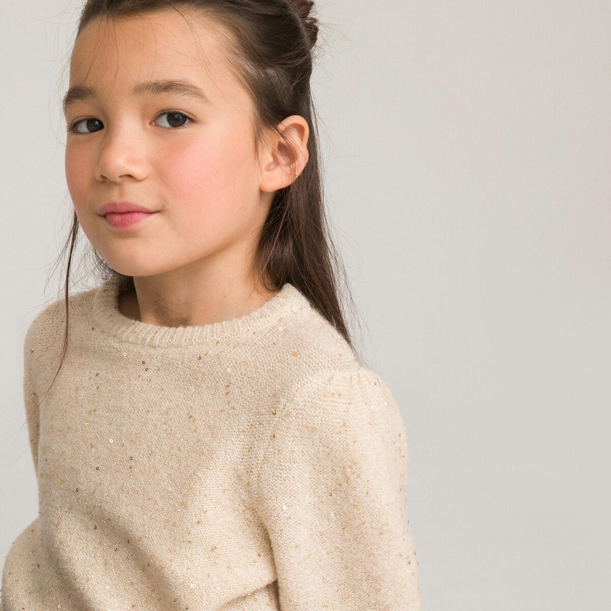 Pull col rond en grosse maille avec sequins