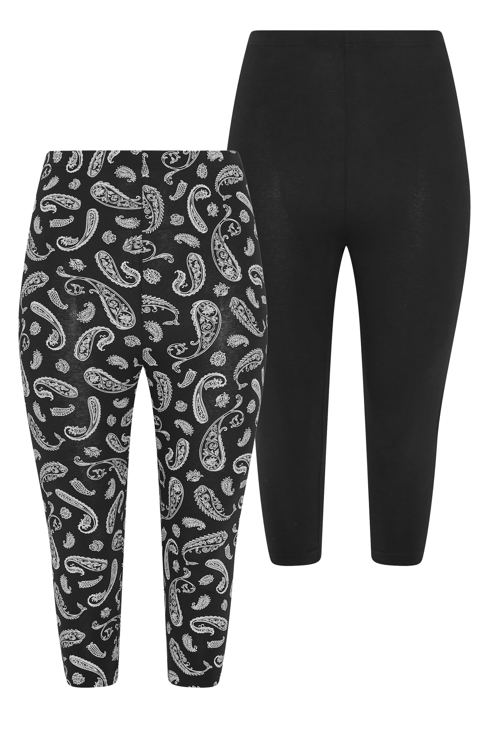 Yours 2 Pack Paisley Print Cropped Leggings
