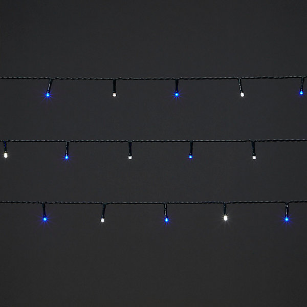 Guirlande lumineuse LEDs blanches et bleues - intérieure et extérieure - câble vert 8 fonctions 24,2 m