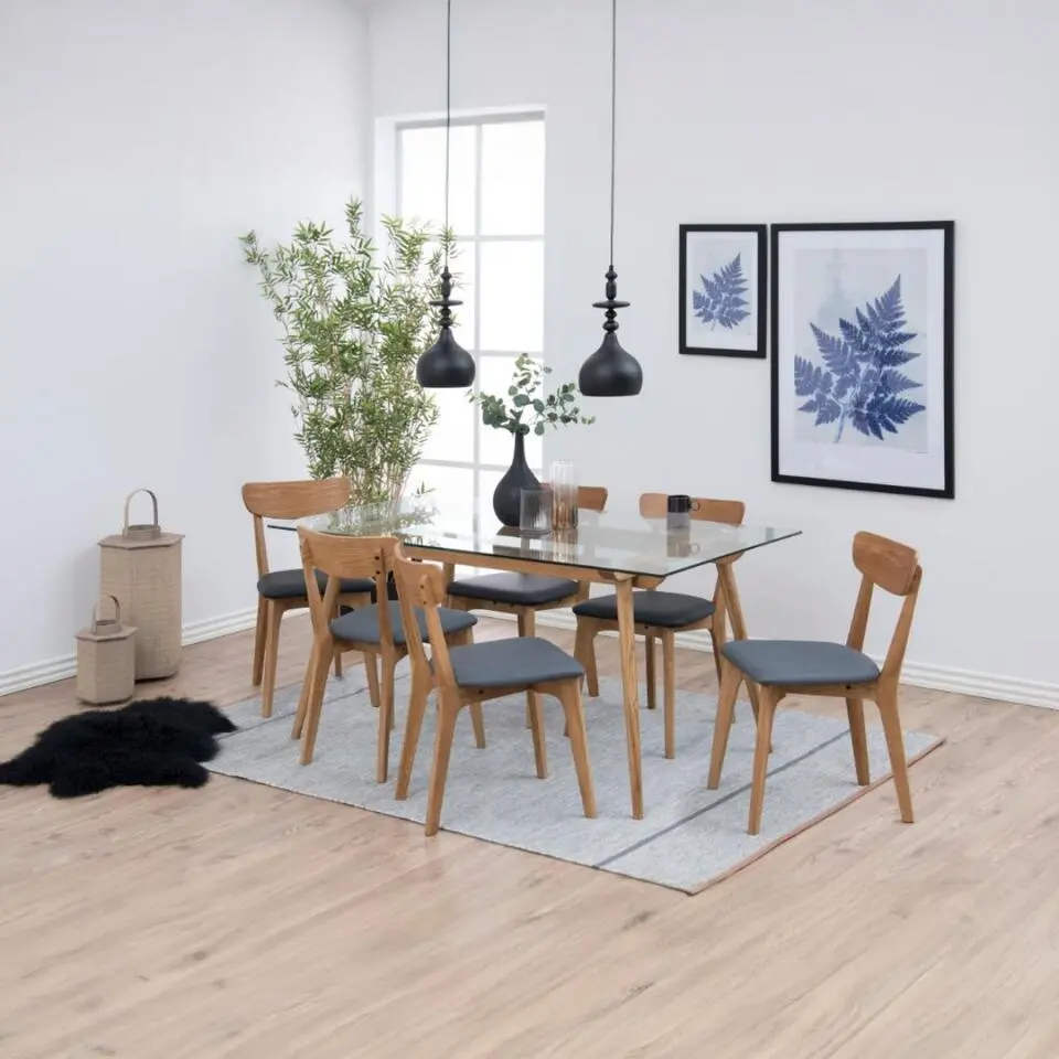 Eetkamerstoel - Donkergrijs - Zithoogte 47,5cm - Ylven - Set van 2