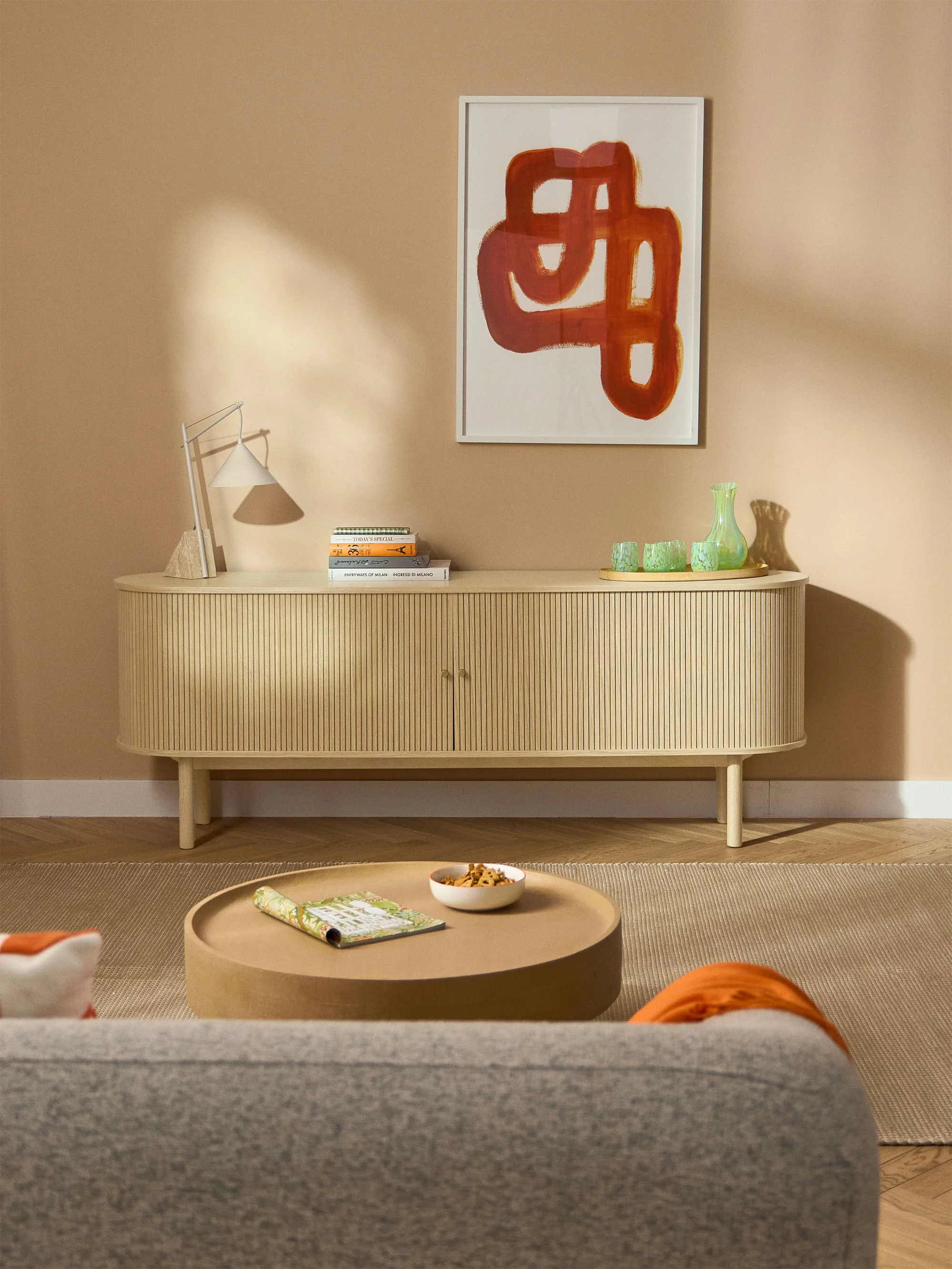 XL Sideboard Calary mit geriffelter Front