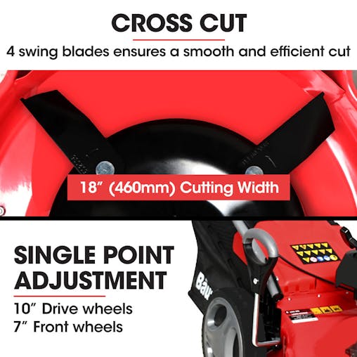 NNEMB 18' 150cc Lawn Mower, 8 Heights, Steel Deck, Cup Holders, 4-Stroke Petrol Lawnmower - 730EX
