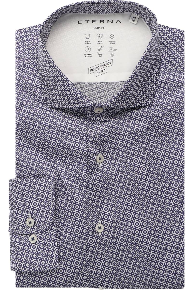 ETERNA Slim Fit Hemd marine, Bedruckt