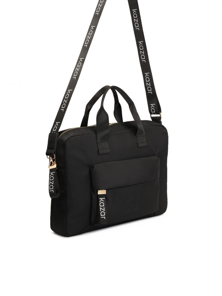 Large black laptop bag made of textile fabric