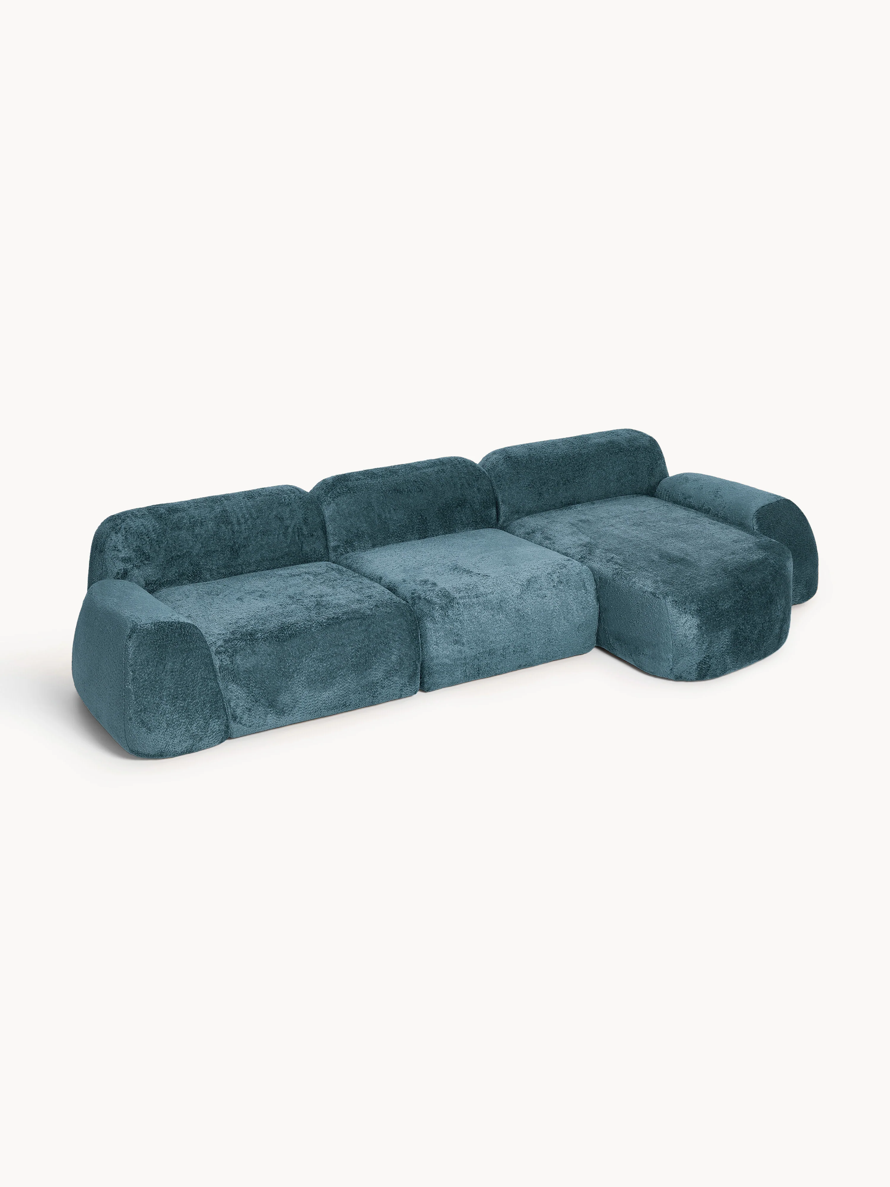 Modulares Ecksofa Wolke (4-Sitzer) aus Teddy-Bouclé