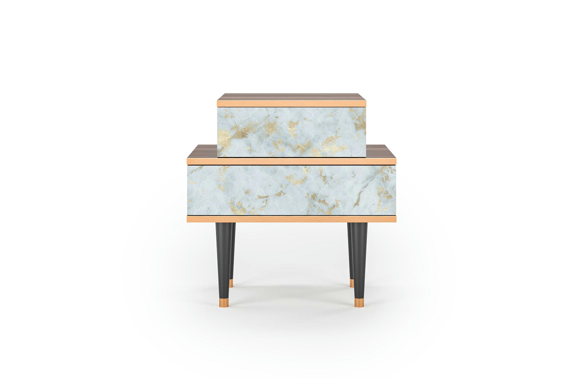 GOLDEN WAVES - Table de chevet blanc clair 2 tiroirs L 58 cm