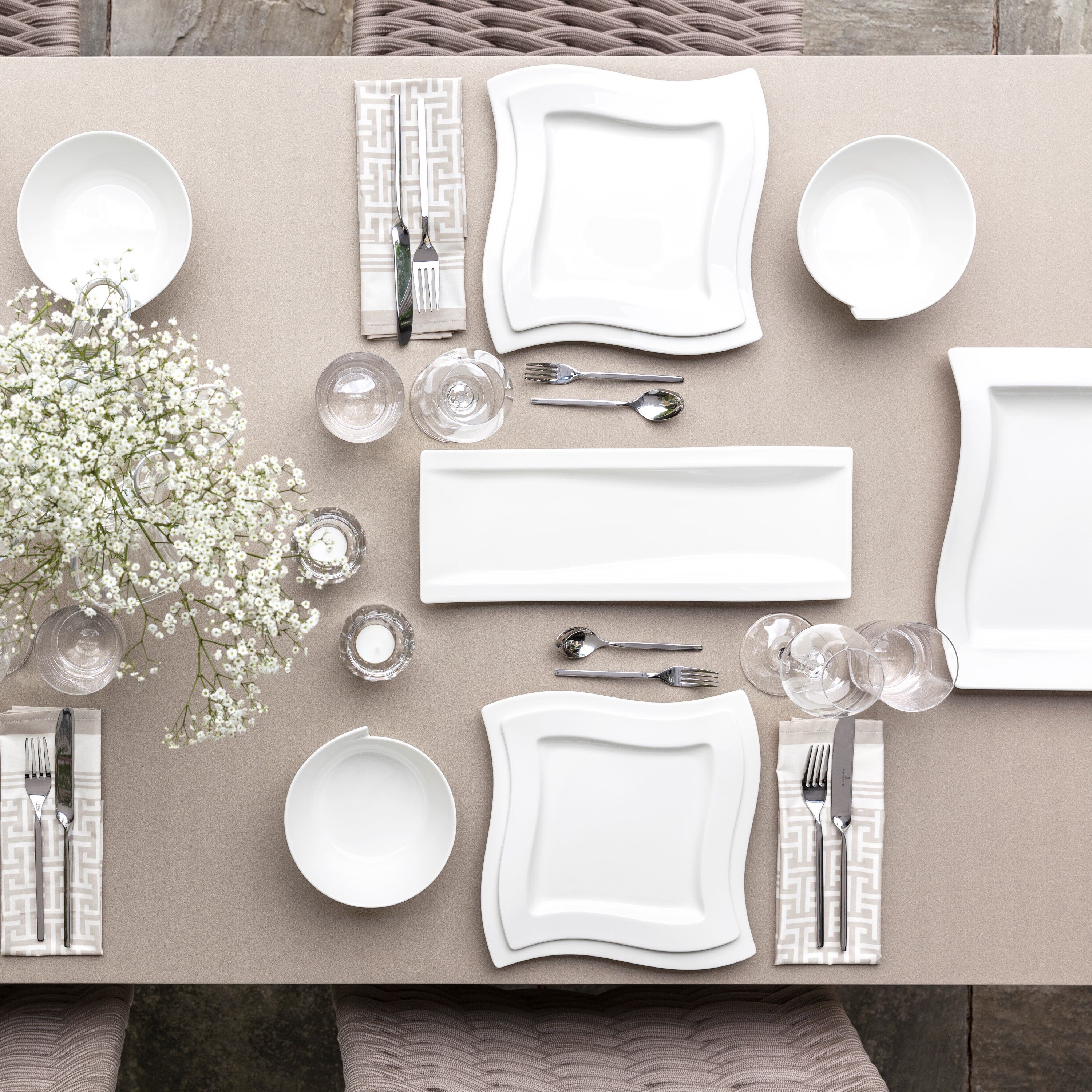 NewWave Specialty plate - White, 16.7'' x 5.9'', Premium Porcelain