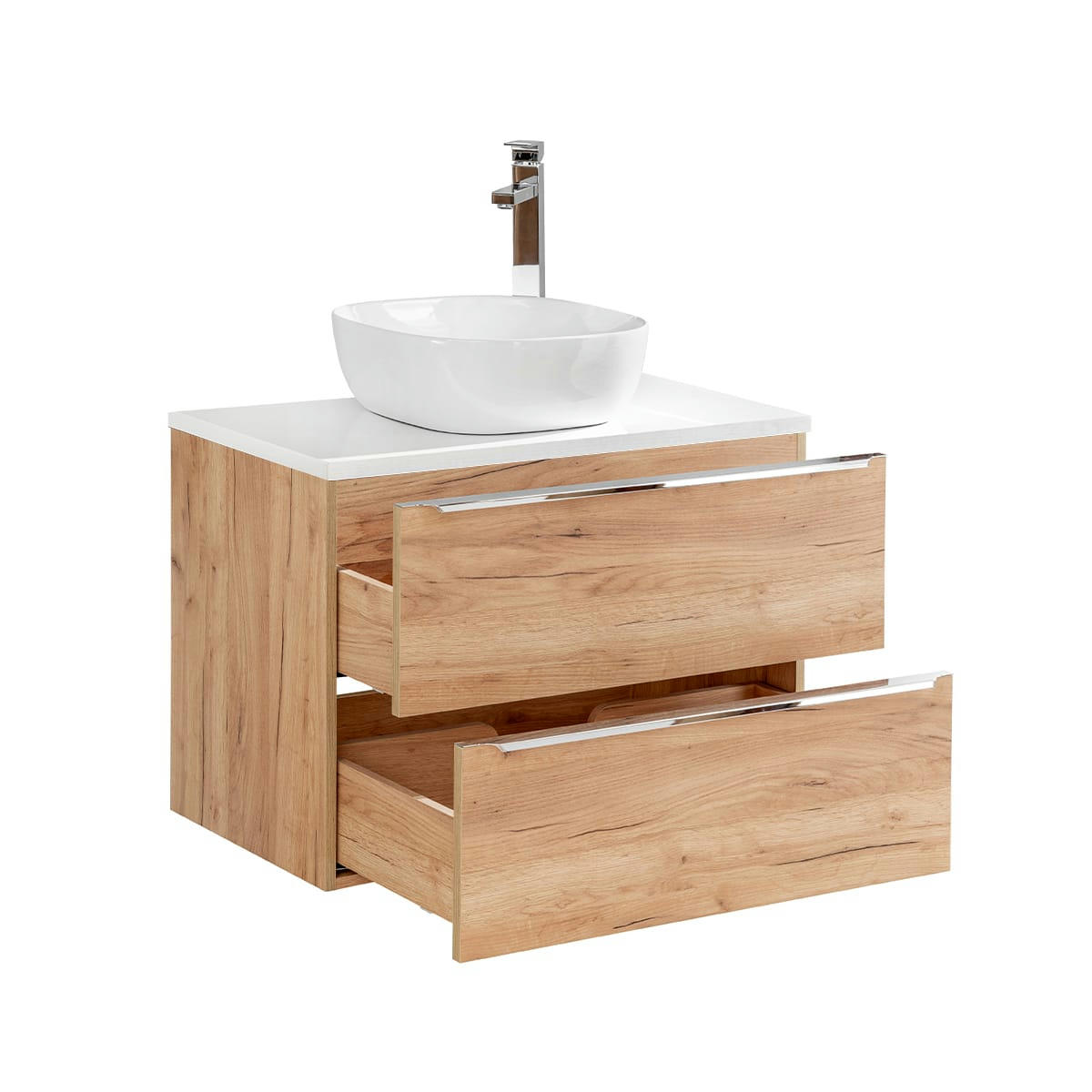 - Meuble simple vasque 80cm naturel et blanc