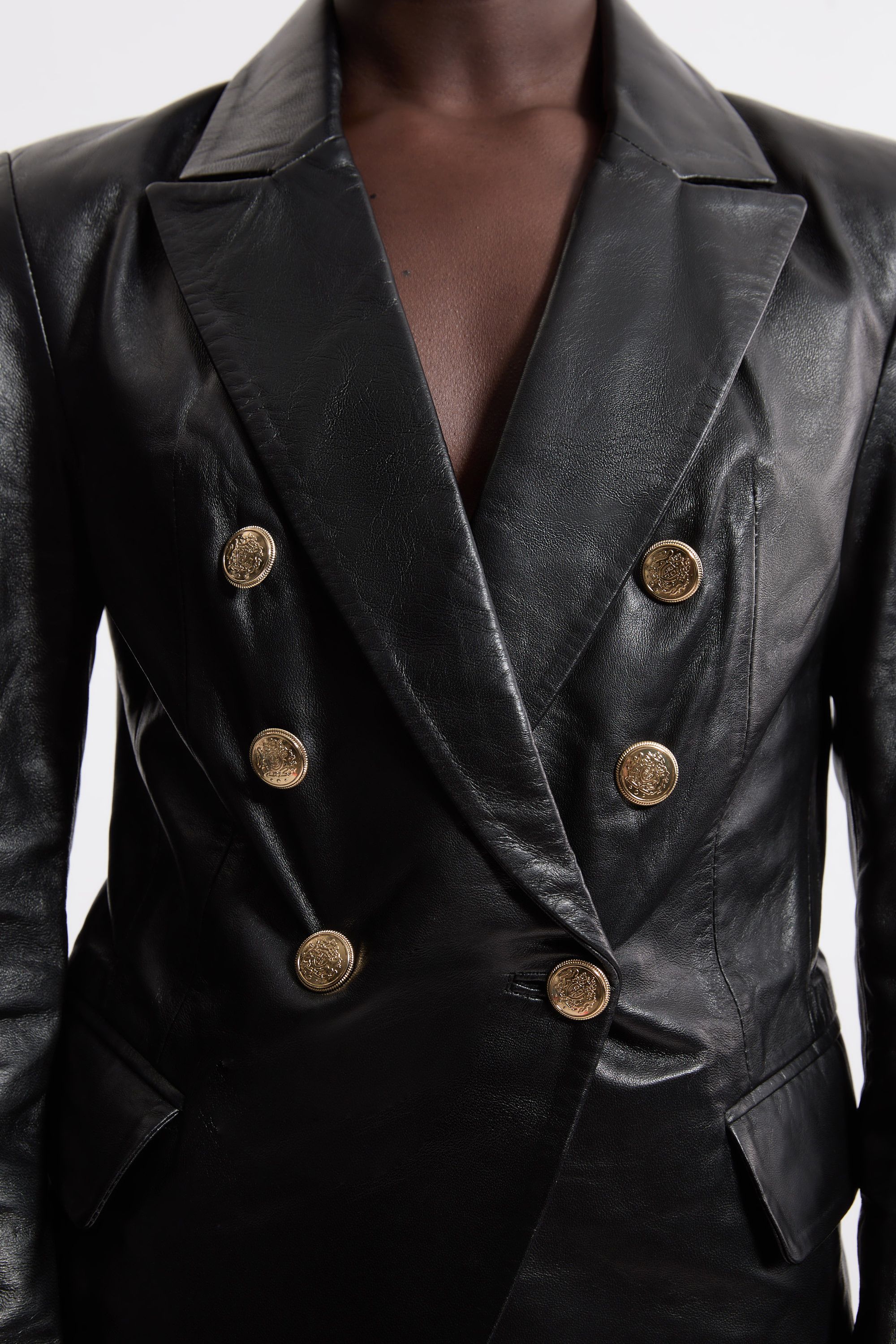 KarenMillen Leather Gold Button Blazer
