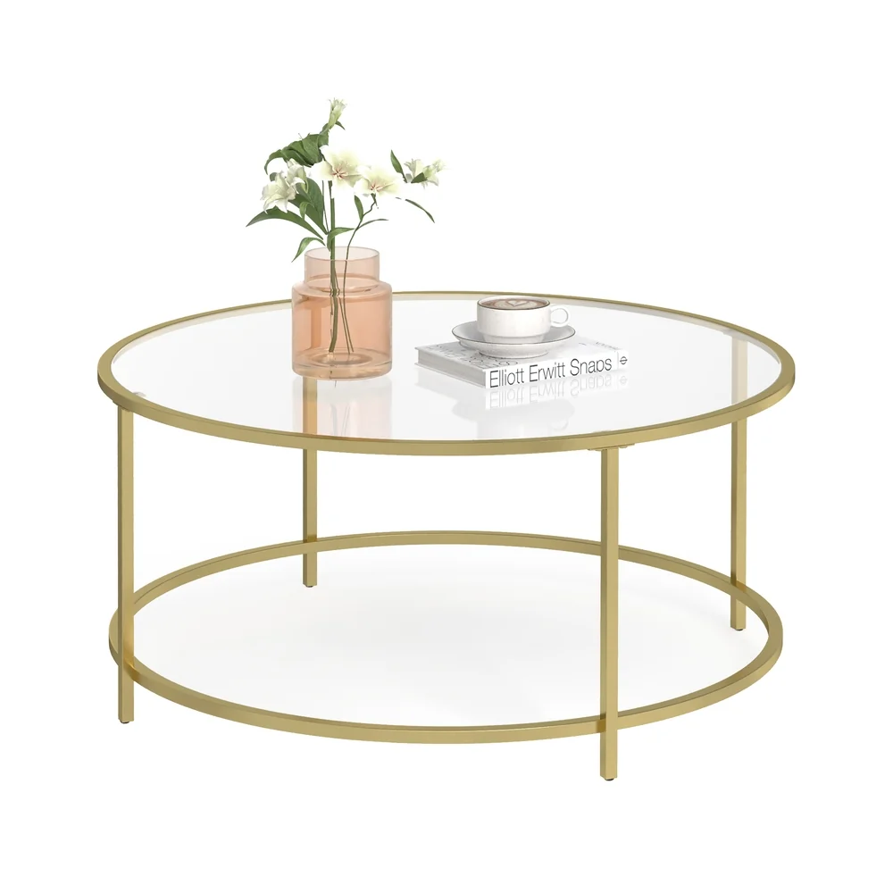 Table basse verre doré